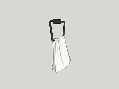 Modern Bathroom Accessories Black Wall Mounted Towel Holder With White Towel 3d model