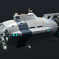 Advanced Futuristic Weapon With White Yellow Blue Accents Circular Top Side Windows And Bottom Thrusters