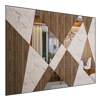 Modern background wall wood marble wall decoration 3d model