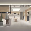 Modern Fashion Clothing Store Interior With Mannequin Cactus Display Table And Displayed Pants