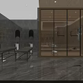 Luxurious SPA Sauna Interior Design With Marble Walls Wooden Ceiling And Relaxation Seating
