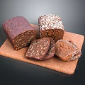 Fresh Whole Grain Bread Loaves With Seeds Sliced On Wooden Cutting Board