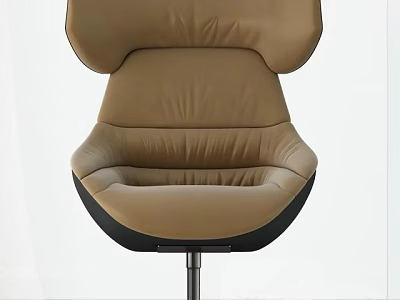 Brown Leather Office Chair With Padded Backrest And Metal Base Modern Design 3d model