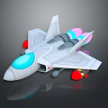 White Toy Airplane With Blue Cockpit Colorful Jet Nozzles And Red Components