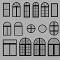 Curved window combination floor-to-ceiling window round window casement window aluminum alloy window 3d model