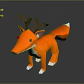 Cute Origami Fox Character With Orange Fur Brown Antlers And White Paws