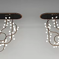 Modern Contemporary Chandelier Design With Curved Dark Metal Frame And White Bulb Arrangement