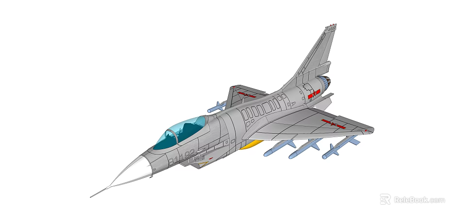 Detailed Gray Fighter Jet Model With Cockpit And Mounted Weapons 3d model 