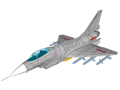 Detailed Gray Fighter Jet Model With Cockpit And Mounted Weapons 3d model