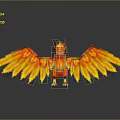 Vibrant Red and Golden Yellow Mythical Phoenix with Spread Wings Detailed Feathers and Metallic Reflection