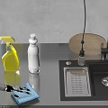 Smart Robot Cleaning Kitchen Sink With Blue Cloth And Stainless Steel Surface In Modern Kitchen
