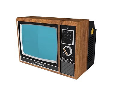 Vintage Television With Wooden Case Blue Screen And Classic Control Panel 3d model