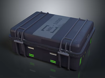 Durable Hard Shell Storage Case for Daily Use with Green Indicators and 1200 Model Design 3d model