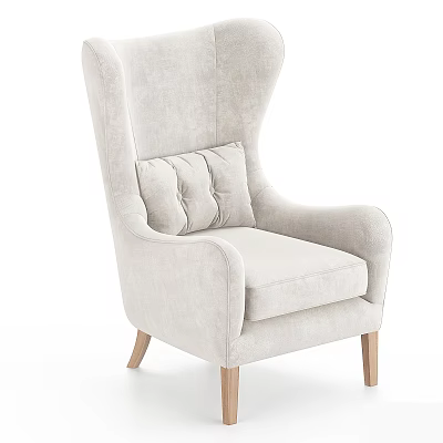 Modern Cozy Upholstered Accent Chair With Soft Pillow And Wooden Legs 3d model