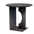 Modern Black Round Side Table With Unique Geometric Base Design