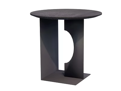 Modern Black Round Side Table With Unique Geometric Base Design 3d model