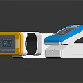 Pulse Oximeters in Yellow White Blue with Digital Display Readings on Black Background