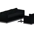 Modern Black Sectional Sofa Set With Three Seater and Single Seater Units 3d model