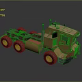 Yellow Heavy Duty Construction Truck With Multiple Wheels Cab And Chassis Frame Structure 3d model
