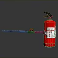 Red Fire Extinguisher With Hose Nozzle And Safety Instruction Label For Home Use