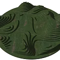 Creative Park Landscape With Wavy Green Lawn And Spiral Geometric Design