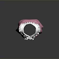 Pink Sleeveless Dress with White Ruffled Collar and Bow Decoration and Scalloped Hem Design
