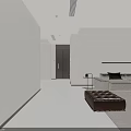 Modern Dining Living Room Interior With Dining Table Chairs Cabinets And Pendant Lights