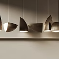 Irregular Shape Metallic Pendant Lights Hanging From Ceiling With Warm Illumination 3d model