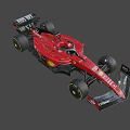 Ferrari Formula 1 Car With Red Background Shell Logo Streamlined Body And Black Rear Wing
