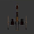 Old Fashioned Wheeled Weapon With Large Wooden Wheels And Metal Barrel