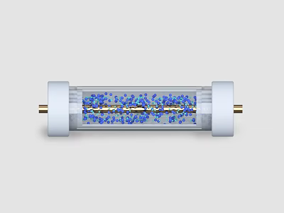 Industrial Equipment Transparent Cylindrical Container With Blue Particles And Metal Ends For High Efficiency Processing 3d model
