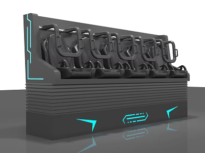 Modern Black Theater Seats With Blue LED Lights And Streamlined Design 3d model