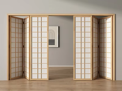 Folding door Japanese-style folding door sliding door lattice door partition sliding door partition door 3d model