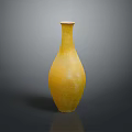 Yellow Textured Vase Sculpture Carving With Elegant Curved Shape And Ceramic Material