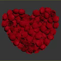 Red Roses Formed Into Heart Shaped Floral Arrangement For Decor