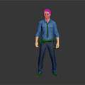Male Game and Movie Character 3D Model in Blue Shirt Black Tie with Utility Belt