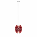 Red Geometric Square Glass Chandelier With Modern Interlocking Modules And Artistic Design 3d model
