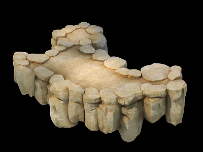 Natural Stone Pathway Structure With Irregular Stone Edges And Flat Surface 3d model