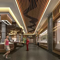 Cultural Center Interior Design With Wooden Decor Display Counters And Art Exhibits
