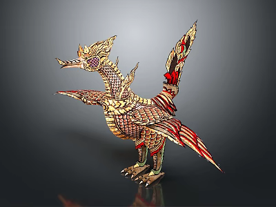 Game and Movie Character Golden Red Dragon With Detailed Scales And Wings 3d model