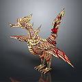 Game and Movie Character Golden Red Dragon With Detailed Scales And Wings