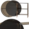 Modern Luxury Round Dining Table with Black Marble Top and Metal Frame 3d model