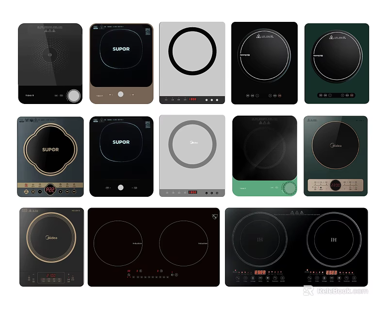 Modern Kitchen Appliances Various Induction Cooktops With Sleek Designs And Different Colors 3d model 