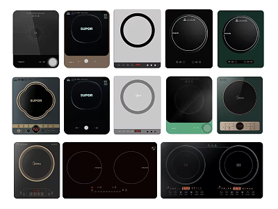 Modern Kitchen Appliances Various Induction Cooktops With Sleek Designs And Different Colors 3d model