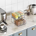 Organized Kitchen Countertop With Coffee Machine Spice Organizer Grinder And Marble Surface