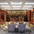 Modern Liquor and Tobacco Store Interior With Shelves Liquor Tobacco Products Counter Lighting And Marble Floor