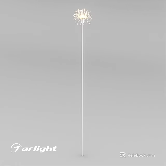 Outdoor Light With Slim Pole And Firework Shaped Light Head Design 3d model 