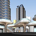 Modern High Rise Residential Buildings With Greenery Pedestrian Area And Road Surroundings