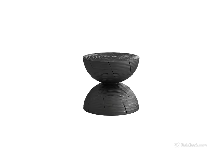 Unique Modern Black Layered Stool With Textured Weave And Stacked Structure 3d model 