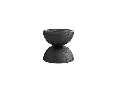 Unique Modern Black Layered Stool With Textured Weave And Stacked Structure 3d model